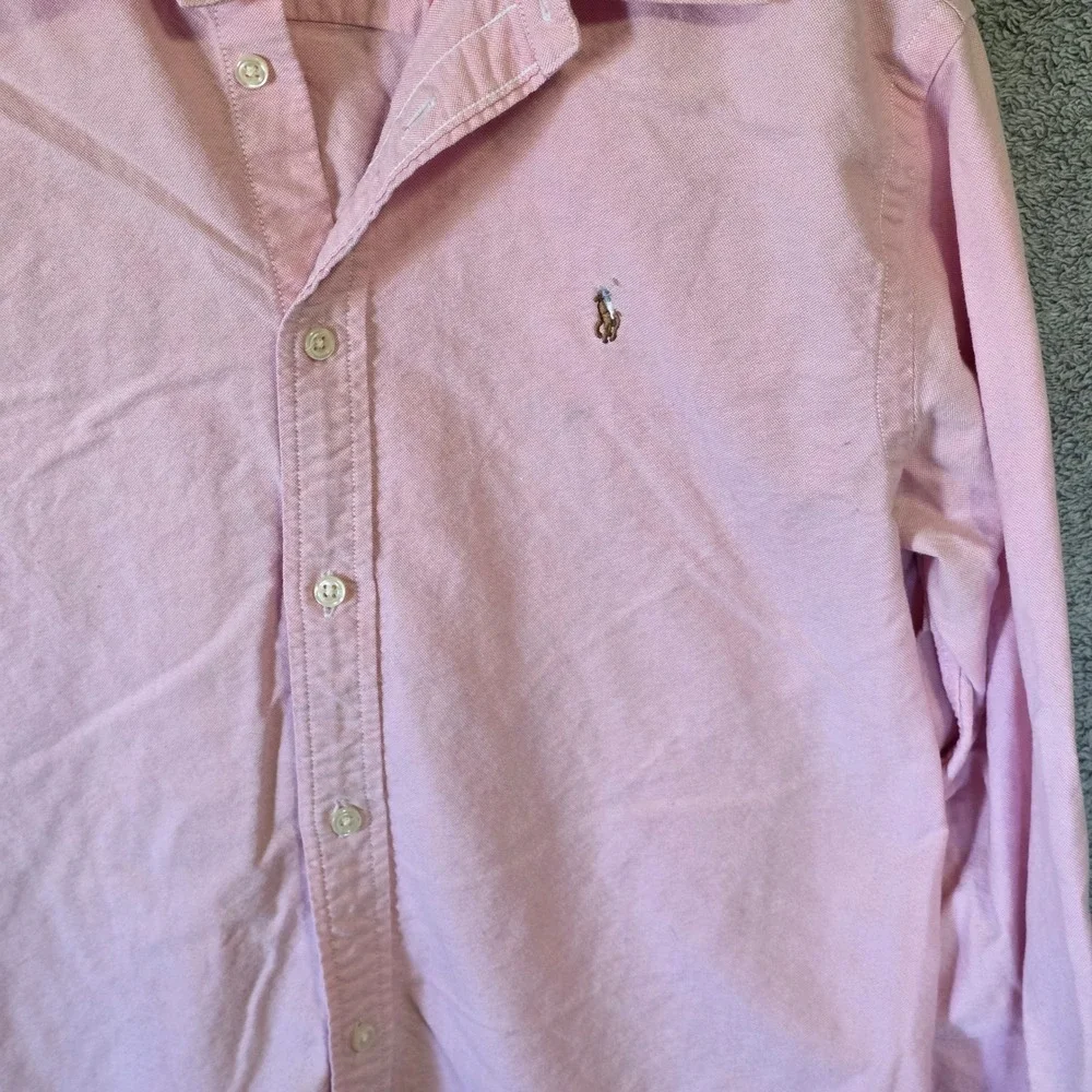 Ralph Lauren Mens Pink Cotton Oxford Long Sleeve Button Down Shirt Size 20